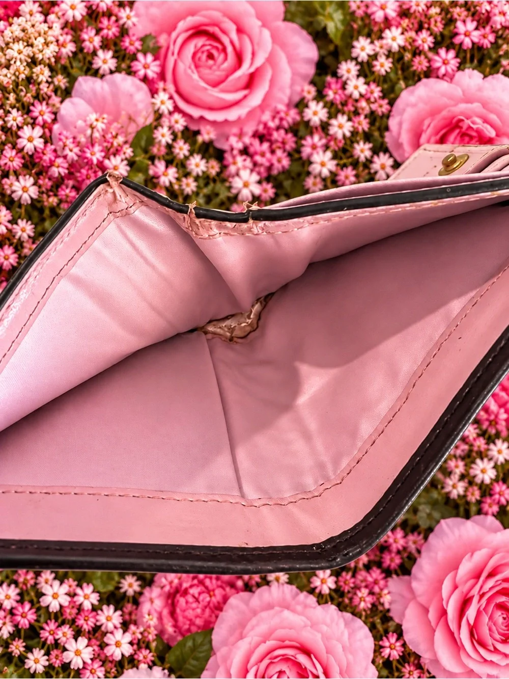 Coach Brown Signature C Pleated Compact Wallet